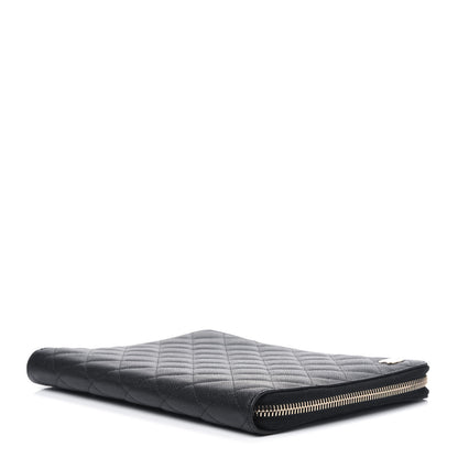 Chanel Caviar Quilted Zip Around Notebook Agenda Cover Black 4 of 9