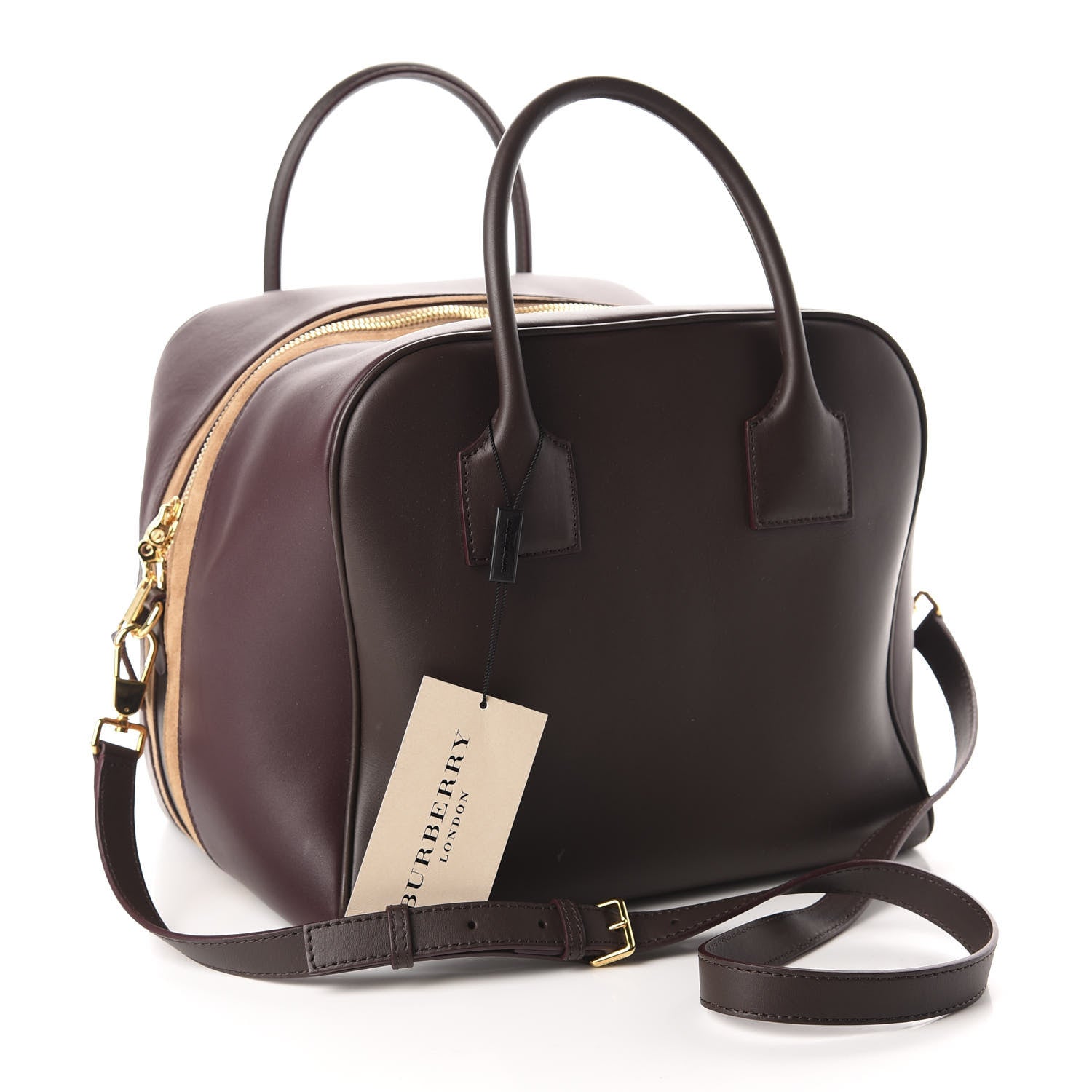 Burberry Smooth Calfskin Medium Cube Bowling Bag Mahogany 2 of 8