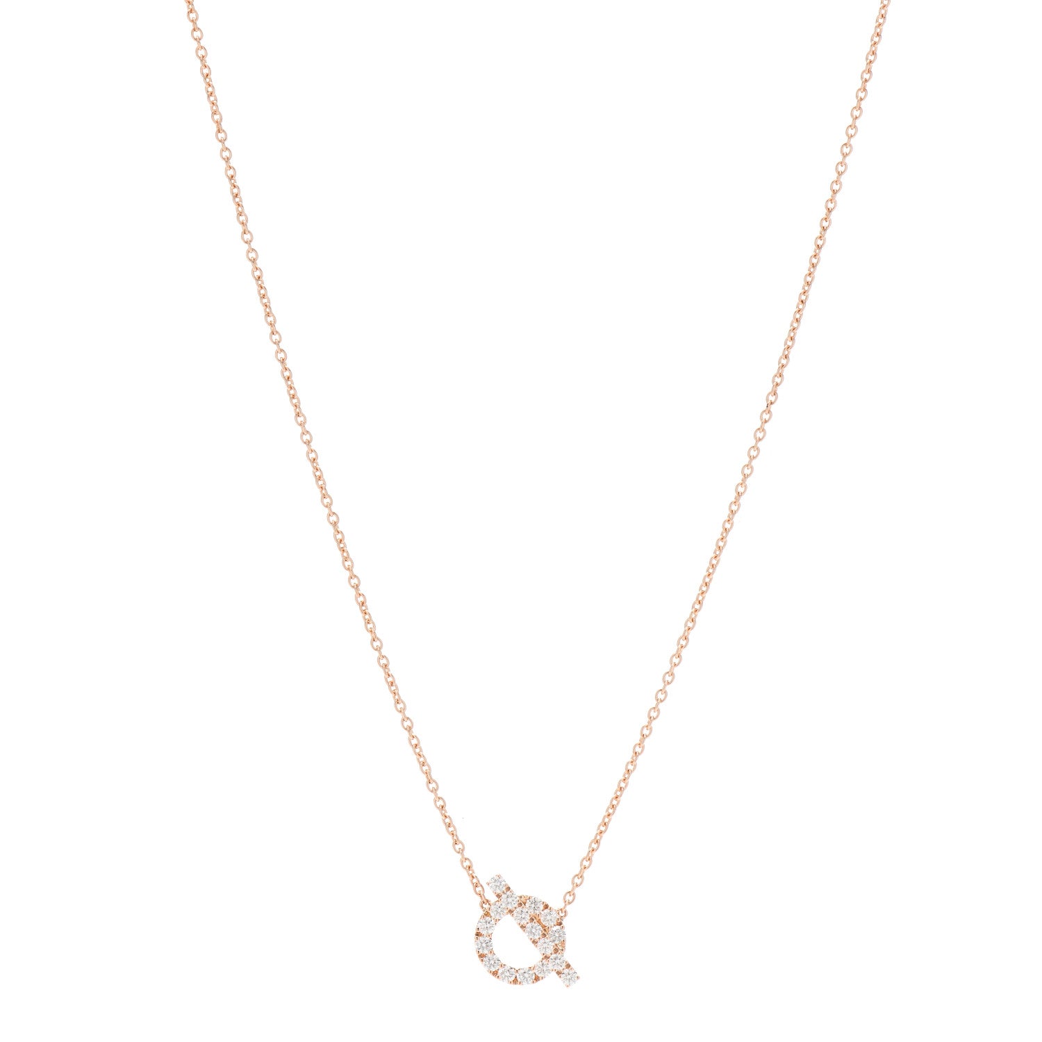 Hermes 18K Rose Gold Diamond Finesse Pendant Necklace 1 of 5
