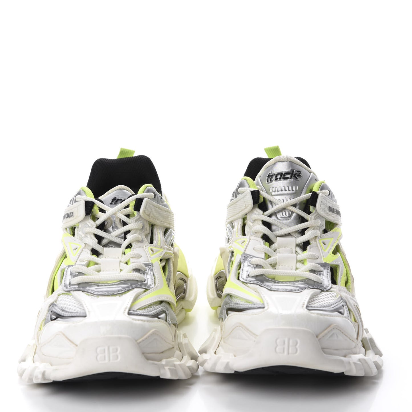 Rubber Mesh Bi-Color Womens Track.2 Open Sneakers 37 White Fluo Yellow