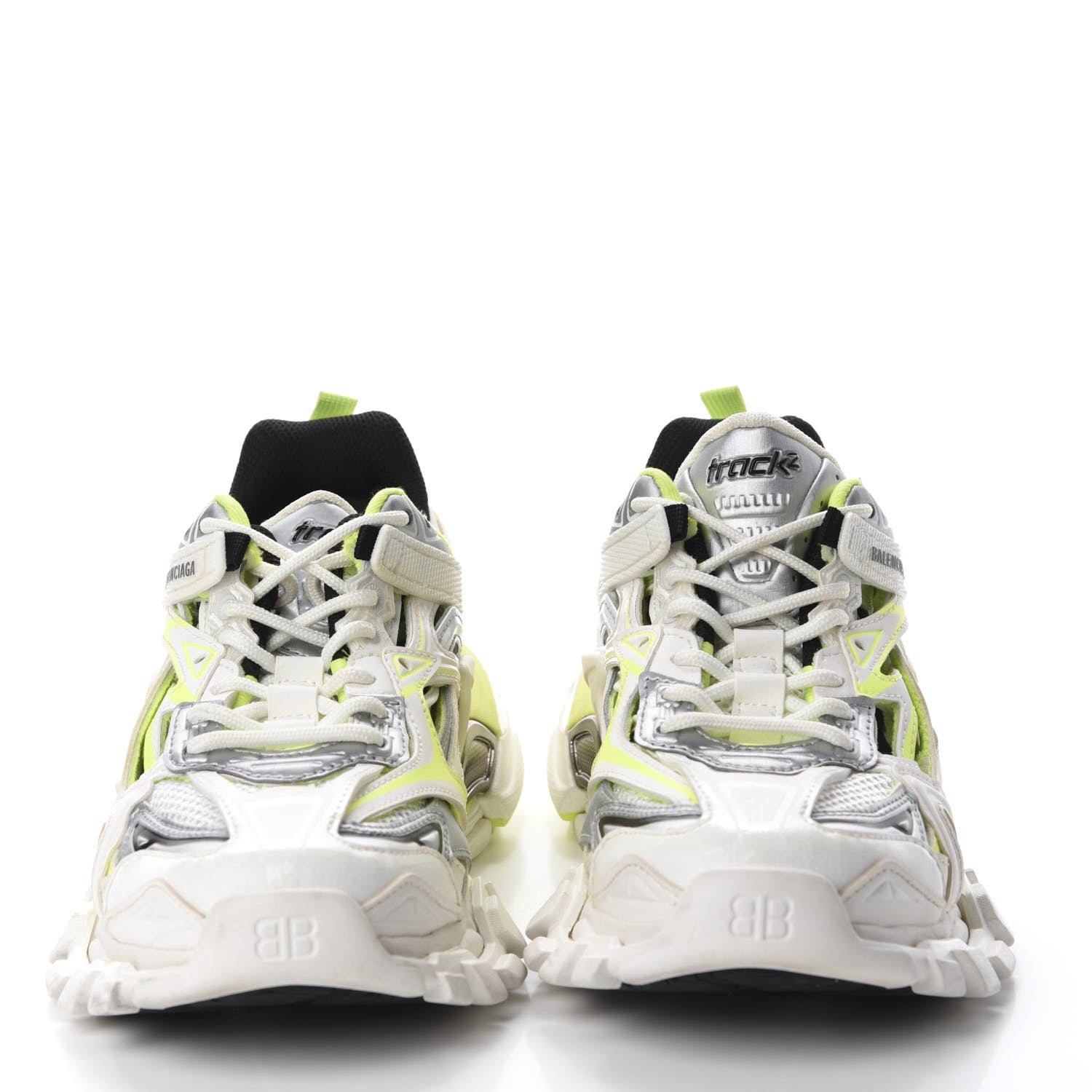 Balenciaga Rubber Mesh Bi-Color Womens Track.2 Open Sneakers 37 White Fluo Yellow 2 of 7