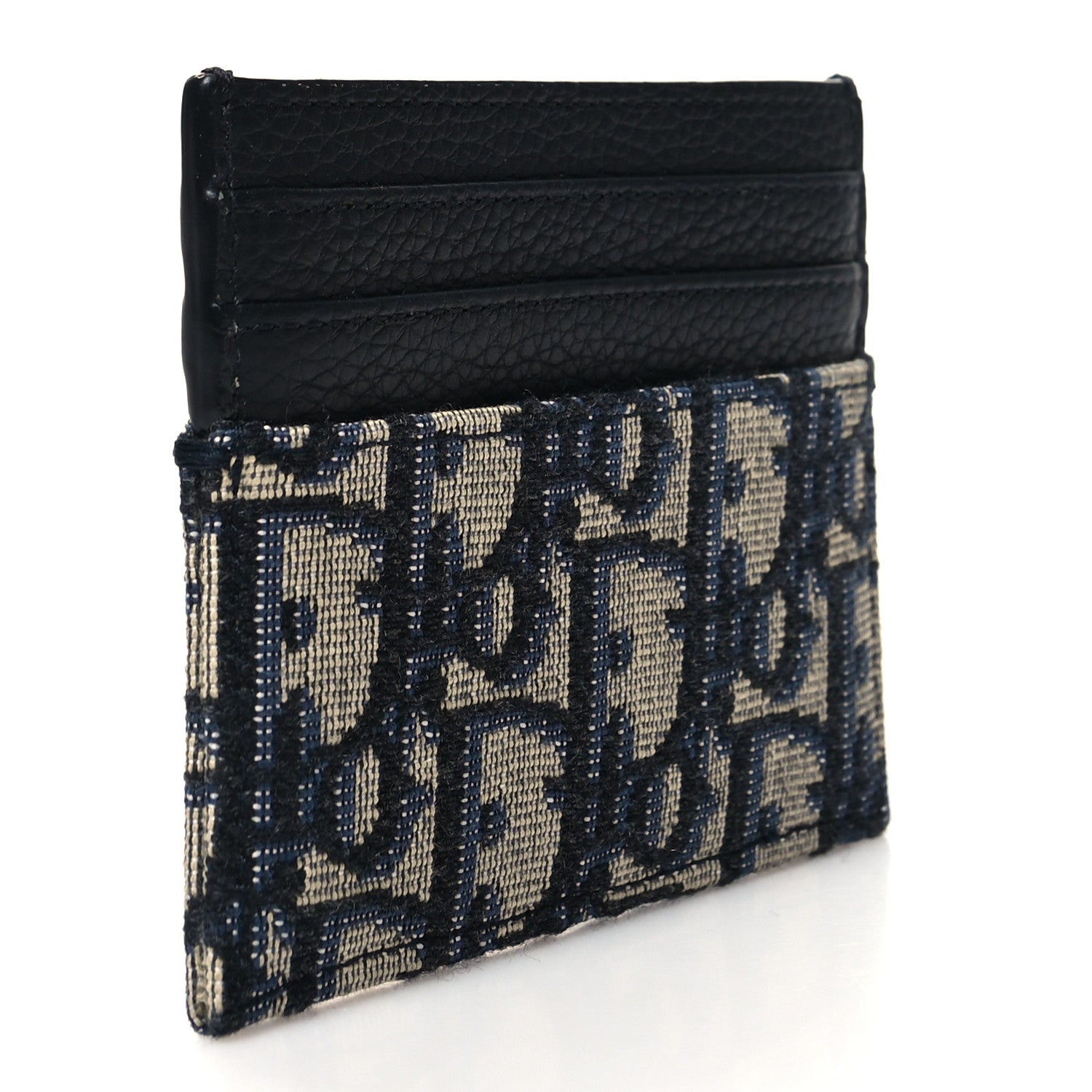 Christian Dior Grained Calfskin Oblique Card Holder Black 3 of 8