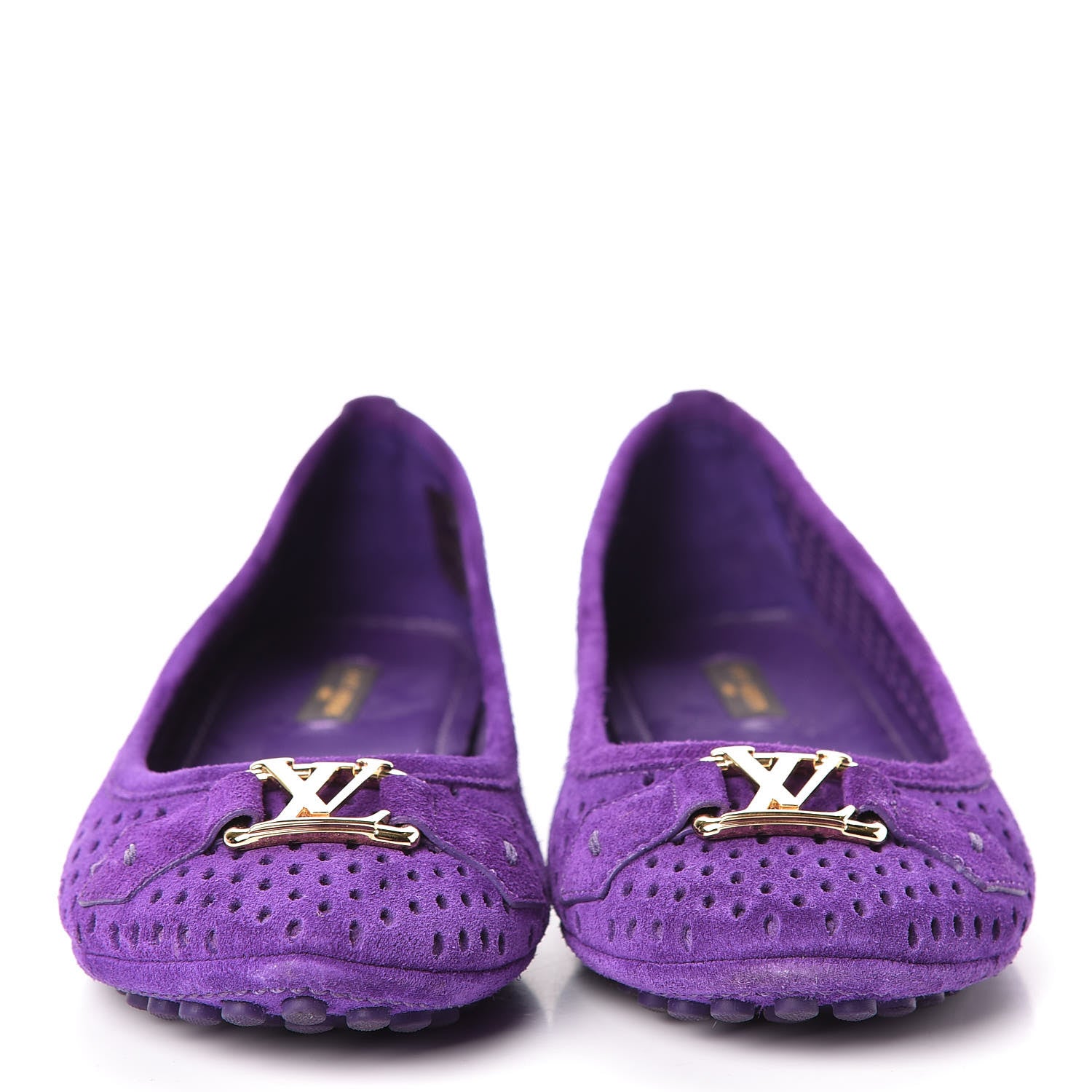 Louis Vuitton Suede Perforated Oxford Ballerina Flats 36 Violet 2 of 12