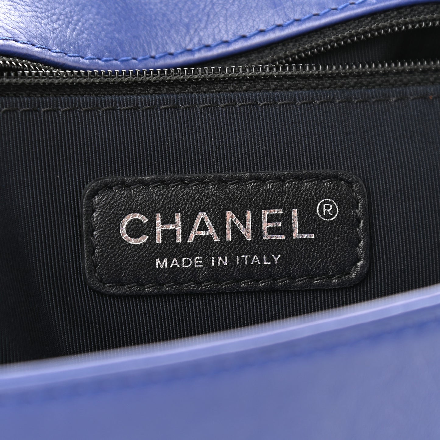 Grained Calfskin Quilted Large Boy Flap Blue