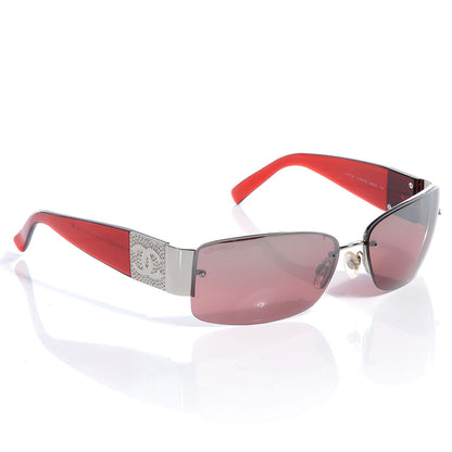 Chanel Crystal CC Logo Sunglasses 4117 B Red 3 of 6