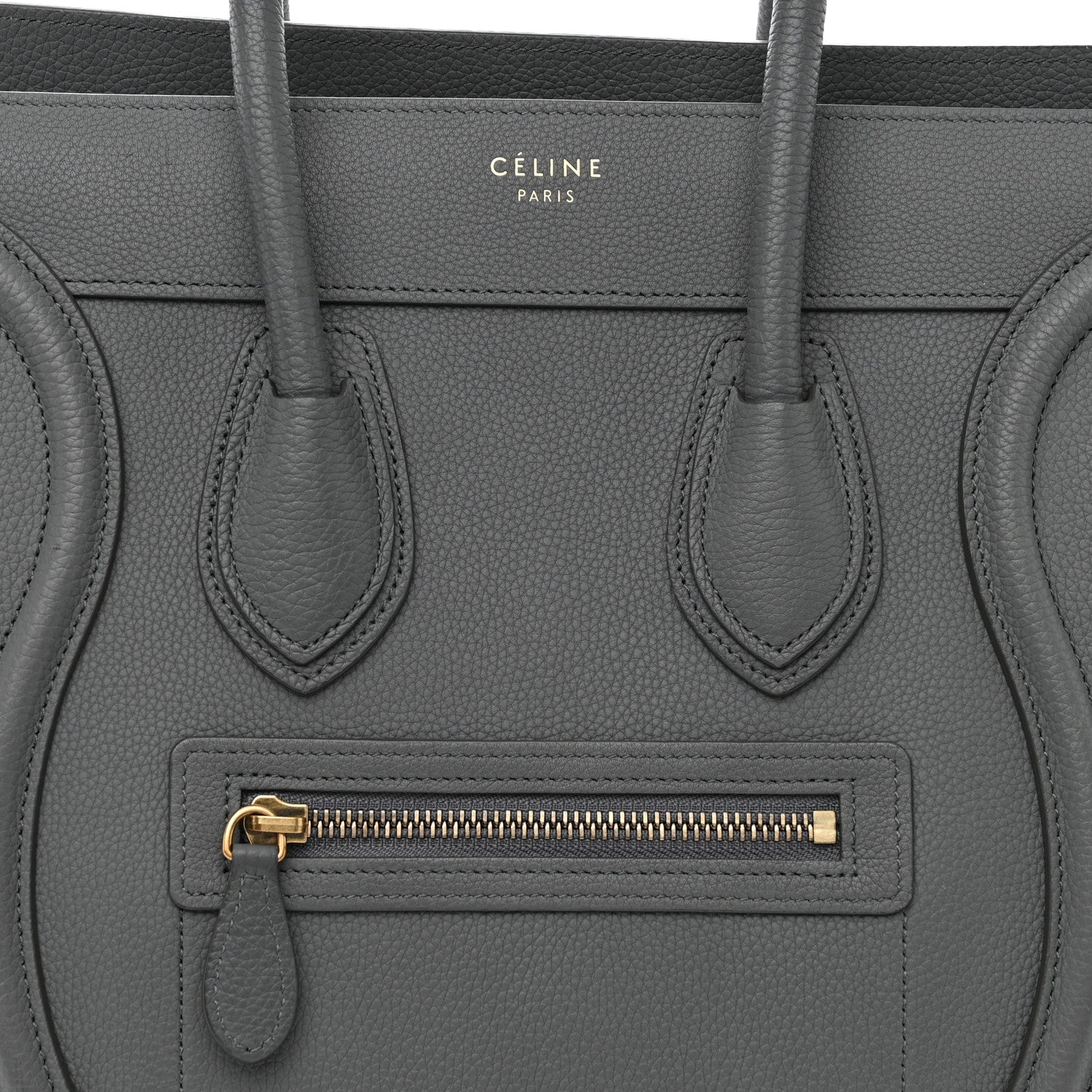 Celine Baby Drummed Calfskin Micro Luggage Kohl 9 of 15