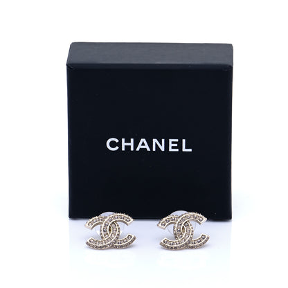 Chanel Crystal Timeless CC Earrings Light Gold 5 of 5
