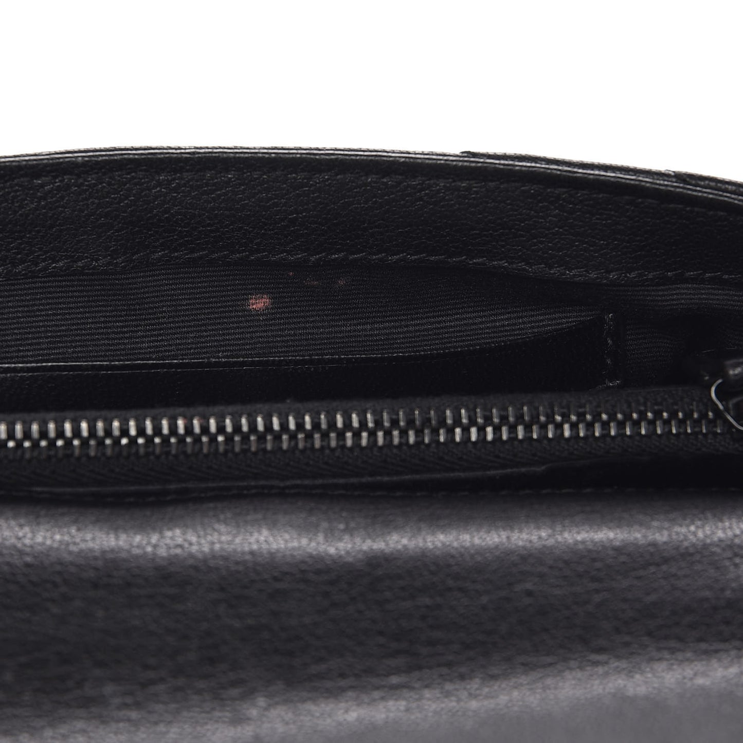 Sheepskin Matelasse Chevron Monogram College Chain Wallet Black