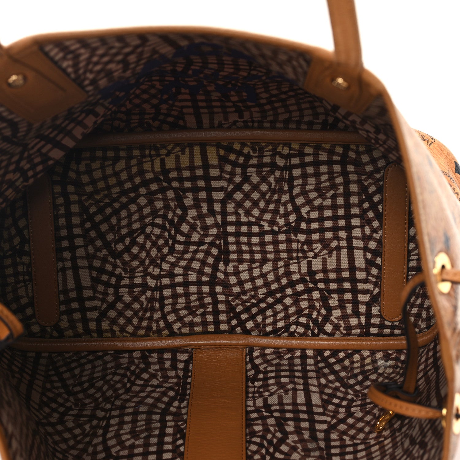 MCM Visetos Medium Liz Reversible Shopper Tote Cognac 5 of 17