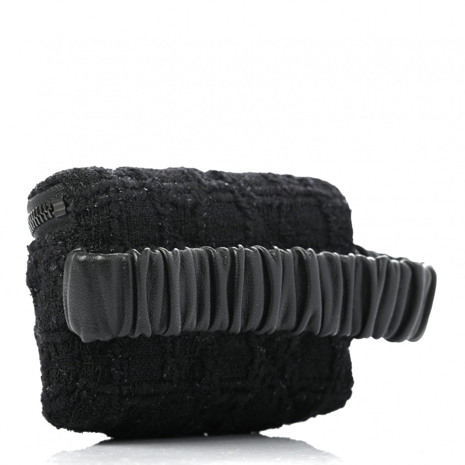 Chanel Tweed Lambskin Quilted Arm Coin Purse Black 3 of 7