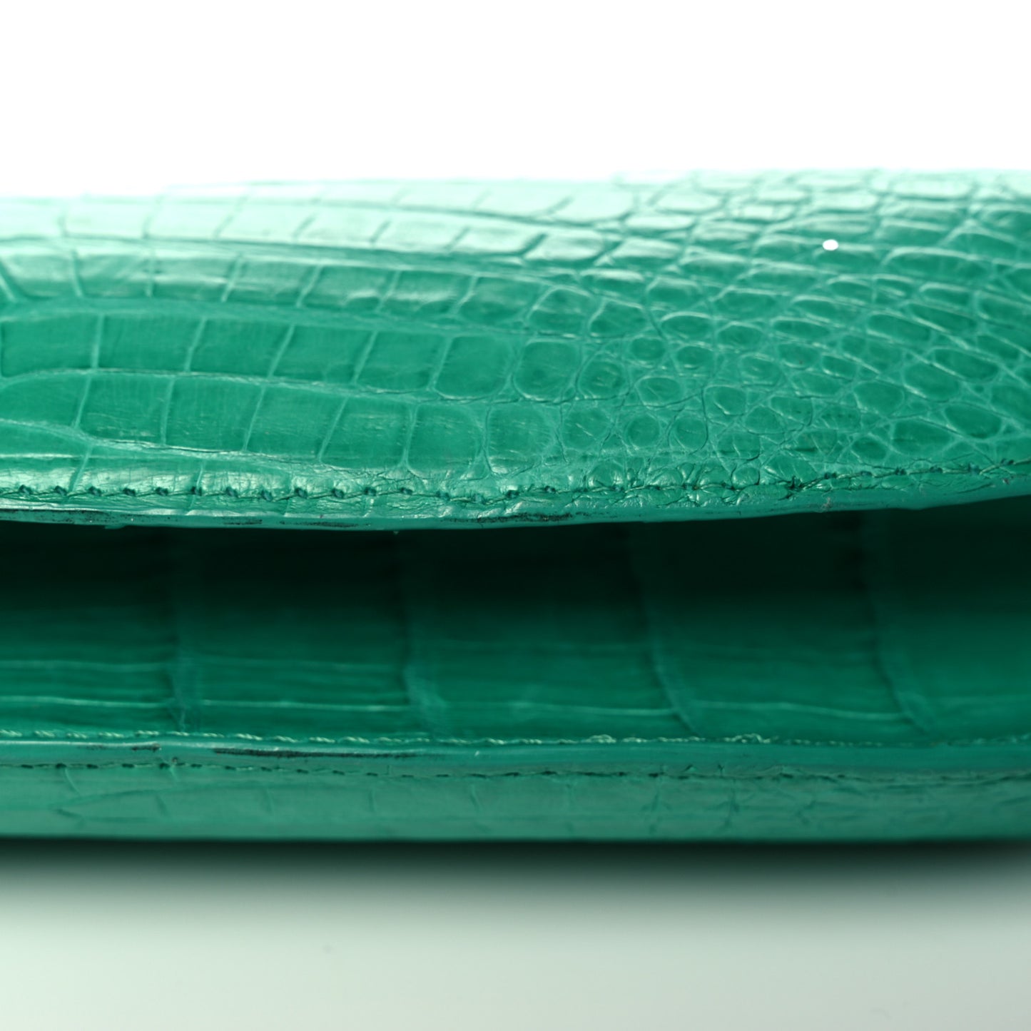 Crocodile Kisslock Clutch Green