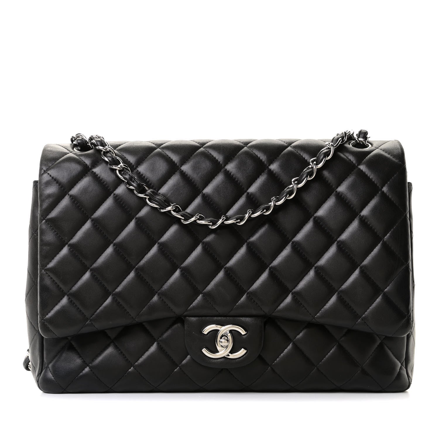 Chanel Lambskin Quilted Maxi Single Flap Black 1 of 11