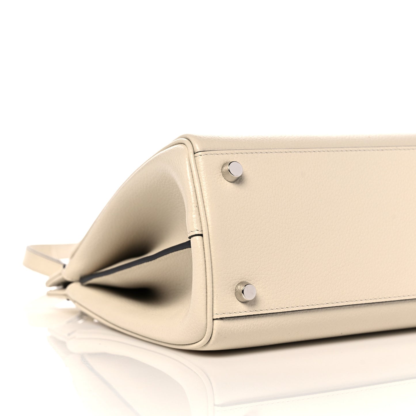 Grainy Calfskin Small Zumi Top Handle Bag Mystic White
