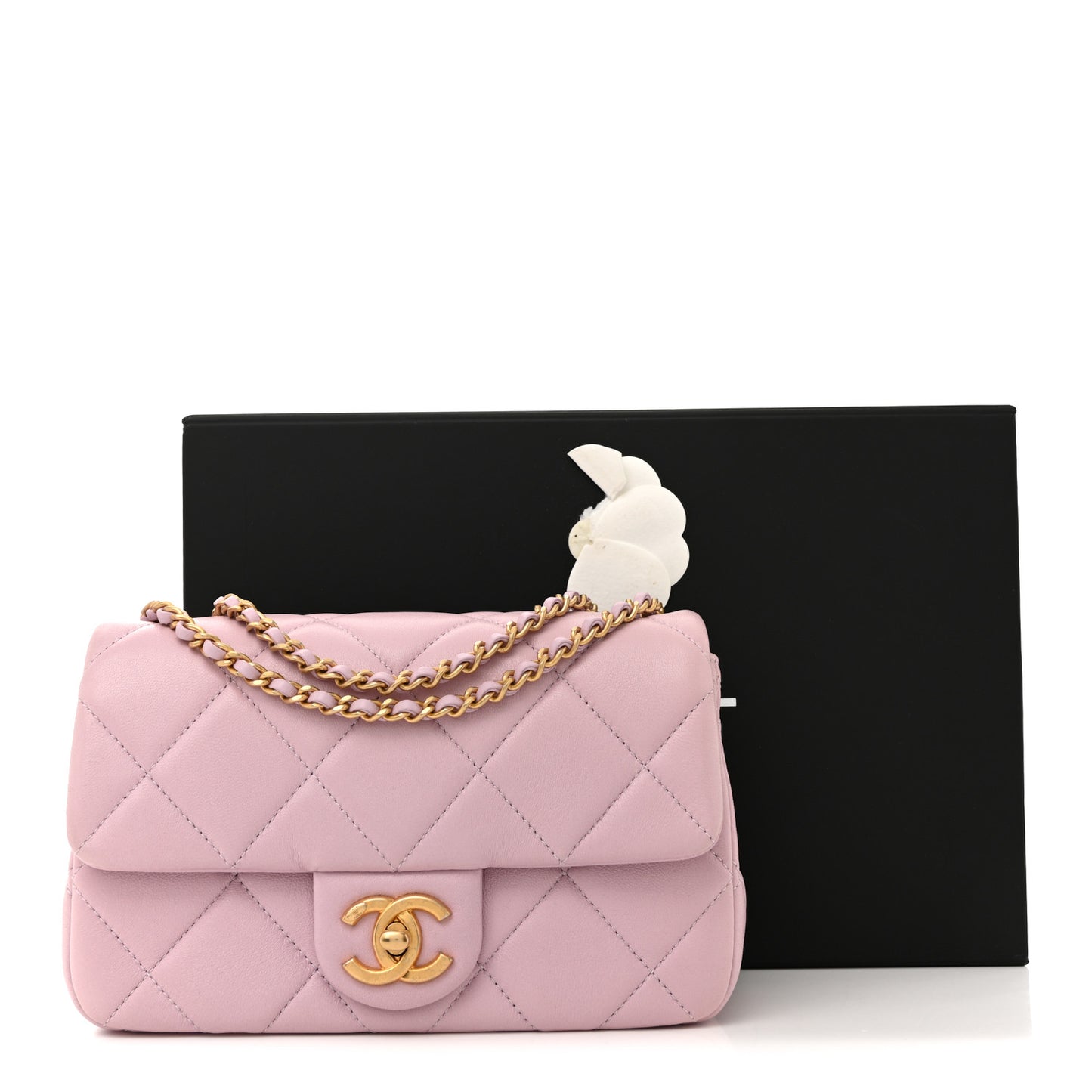 Lambskin Quilted Pearl Small Flap Light Purple