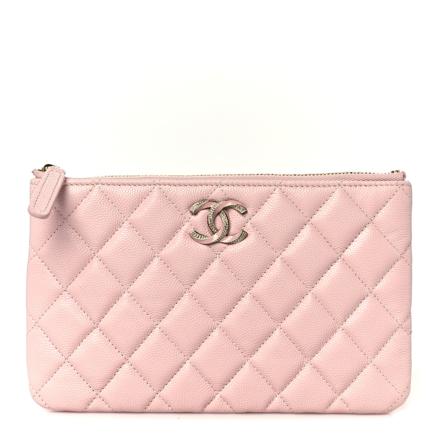 Chanel Caviar Quilted Crystal Enamel Cosmetic Case Light Pink 1 of 8