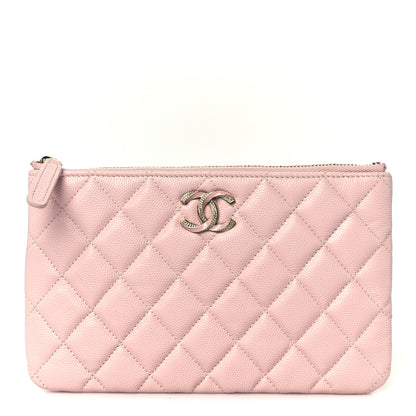 Chanel Caviar Quilted Crystal Enamel Cosmetic Case Light Pink 1 of 8