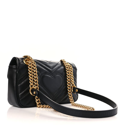 Gucci Calfskin Matelasse Mini GG Marmont Shoulder Bag Black 3 of 9