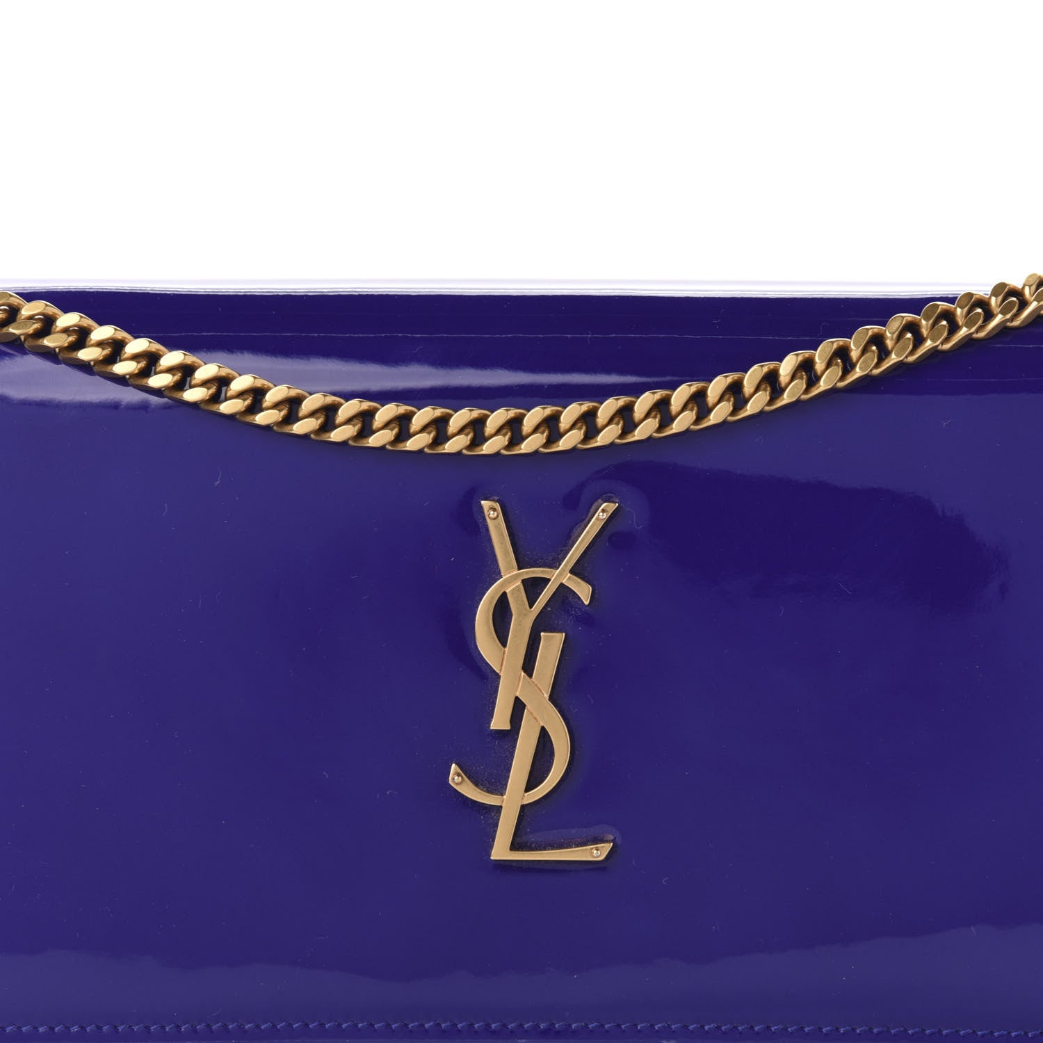 Saint Laurent Patent Calfskin Monogram Kate Wallet On Chain Royal Blue 10 of 10