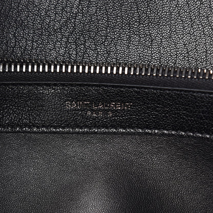 Saint Laurent Calfskin Mixed Matelasse Triquilt Large Monogram Satchel Black 6 of 10