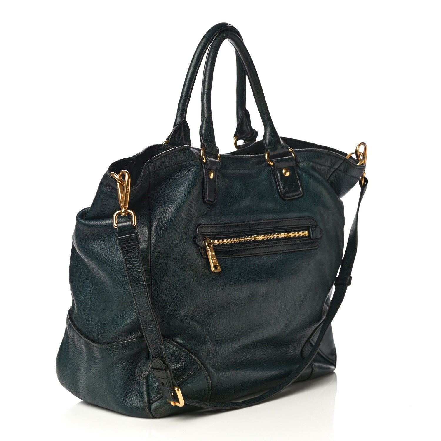 Prada Vitello Daino Shopping Tote Blue 3 of 19
