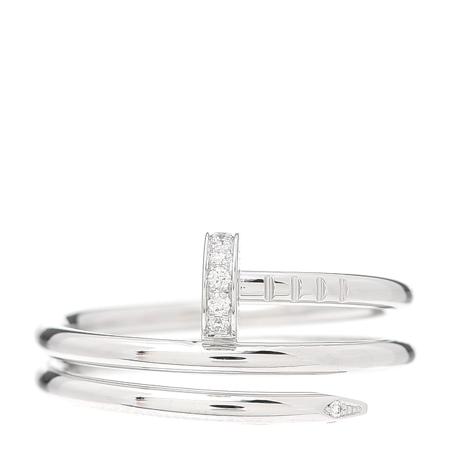 Cartier 18K White Gold Diamond Double Wrap Juste Un Clou Ring 53 6.25 1 of 7