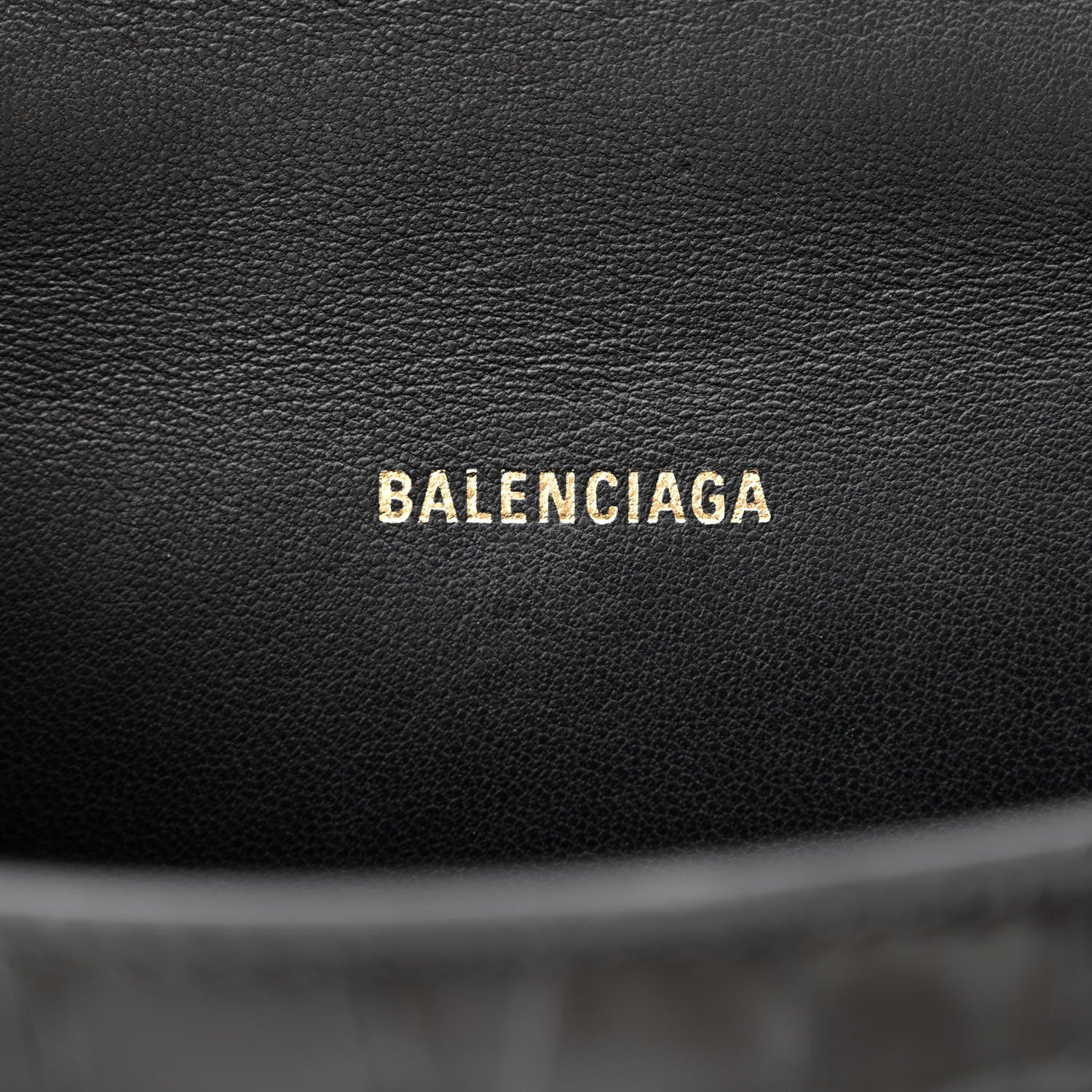 Balenciaga Shiny Calfskin Crocodile Embossed Hourglass Top Handle Bag XS Black 6 of 9