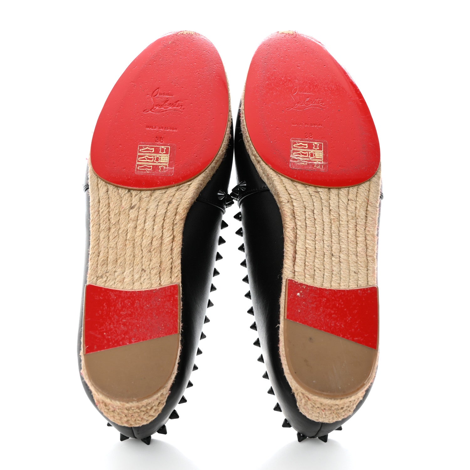 Christian Louboutin Calfskin Spikes Ares Flat Espadrilles 38 Black 5 of 9