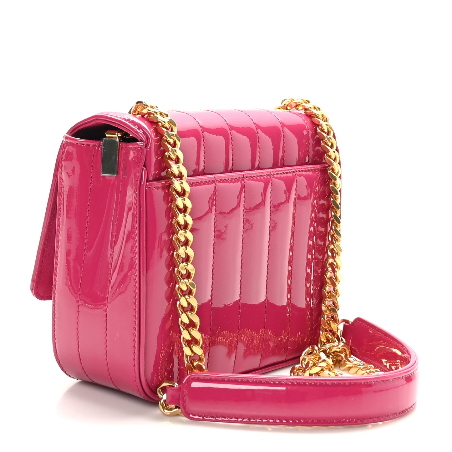 Patent Calfskin Matelasse Monogram Small Vicky Chain Bag Bubblegum