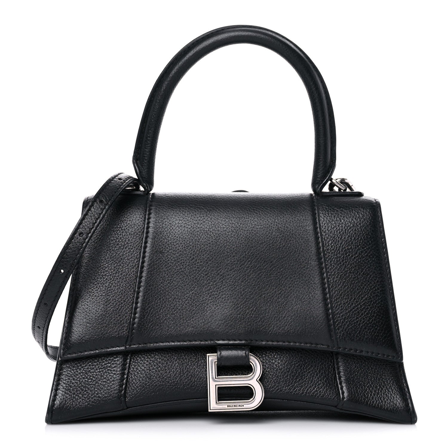 Balenciaga Grained Calfskin Small Hourglass Top Handle Bag Black 1 of 19