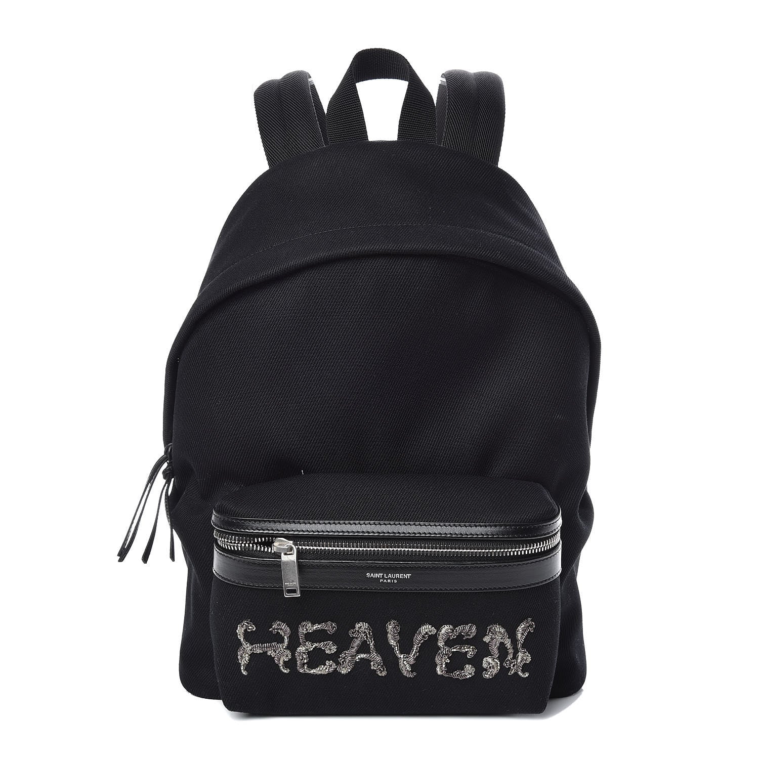 Saint Laurent Canvas Signature Heaven Embroidered Mini City Backpack Black 1 of 9