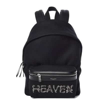 Saint Laurent Canvas Signature Heaven Embroidered Mini City Backpack Black 1 of 9