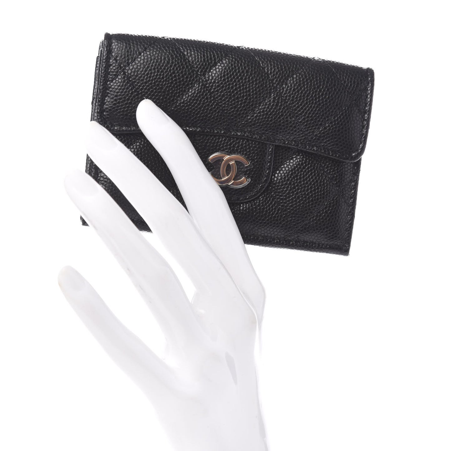 Caviar Quilted Double Flap Wallet Black