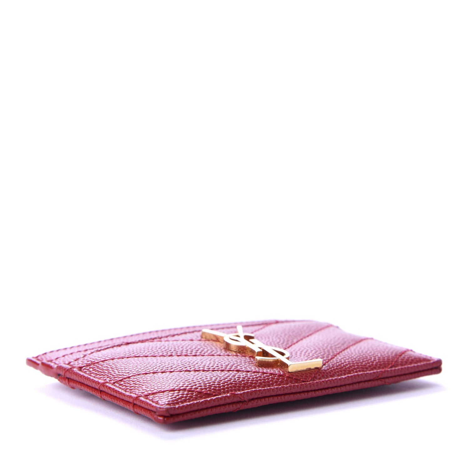 Grain De Poudre Matelasse Chevron Monogram Credit Card Case New Red