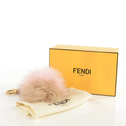 Fendi Fox Fur Vitello Elite Bi-Color Pom Pom Bag Charm Rosa Cammello Cipria 4 of 7