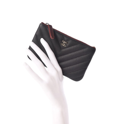 Chanel Caviar Chevron Quilted Small Cosmetic Case Black 2 of 10