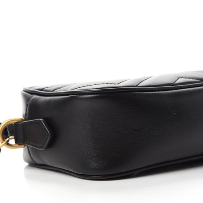 Gucci Calfskin Matelasse Mini GG Marmont Chain Shoulder Bag Black 6 of 11