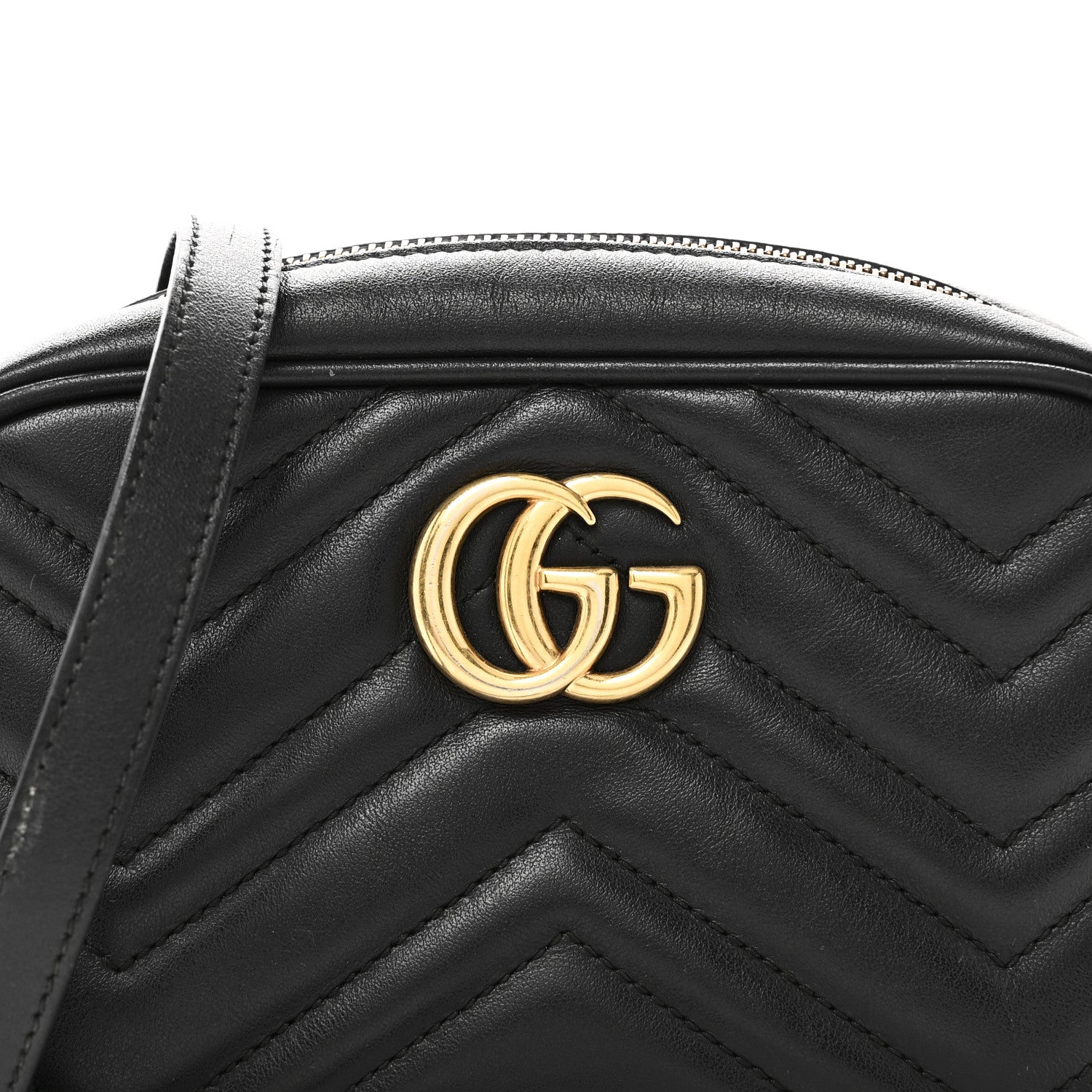 Gucci Calfskin Matelasse Mini GG Marmont Chain Shoulder Bag Black 8 of 11