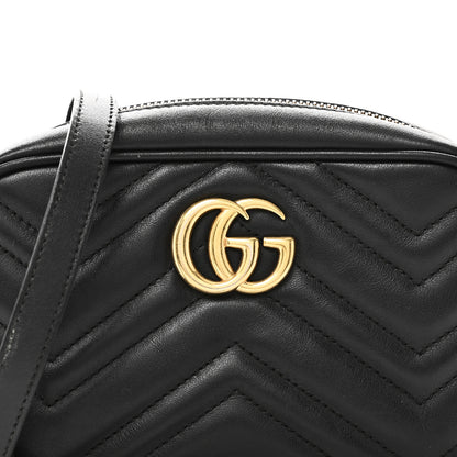 Gucci Calfskin Matelasse Mini GG Marmont Chain Shoulder Bag Black 8 of 11