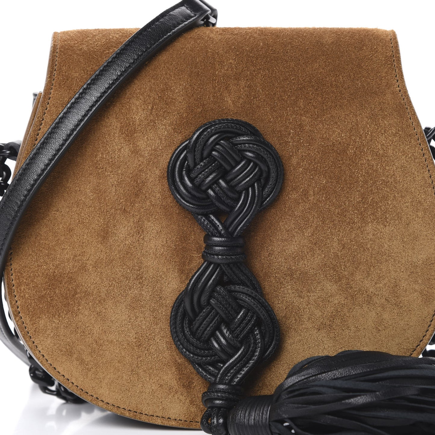Suede Passementerie Chain Bag Brown