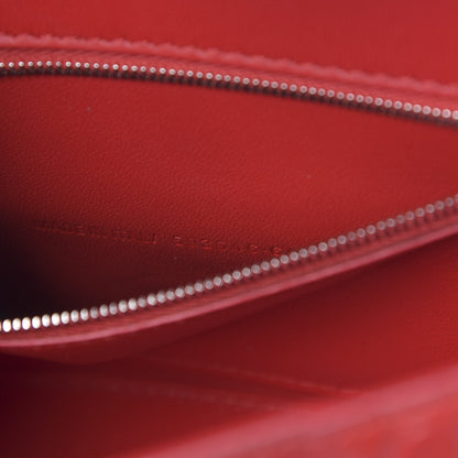 Balenciaga Shiny Calfskin Tonal B Crocodile Embossed Small Hourglass Top Handle Bag Bright Red 7 of 10