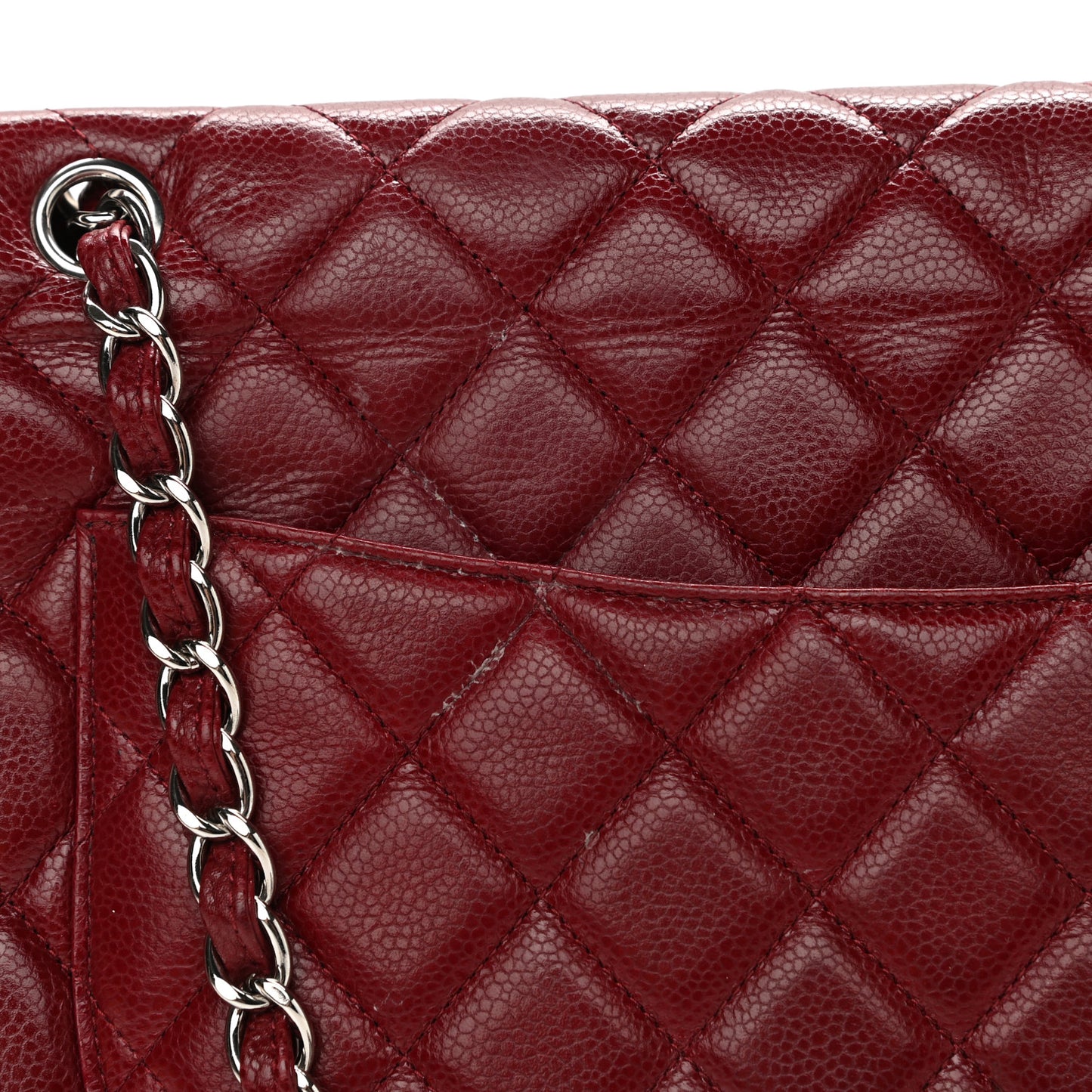 Caviar Quilted Maxi Single Flap Dark Red