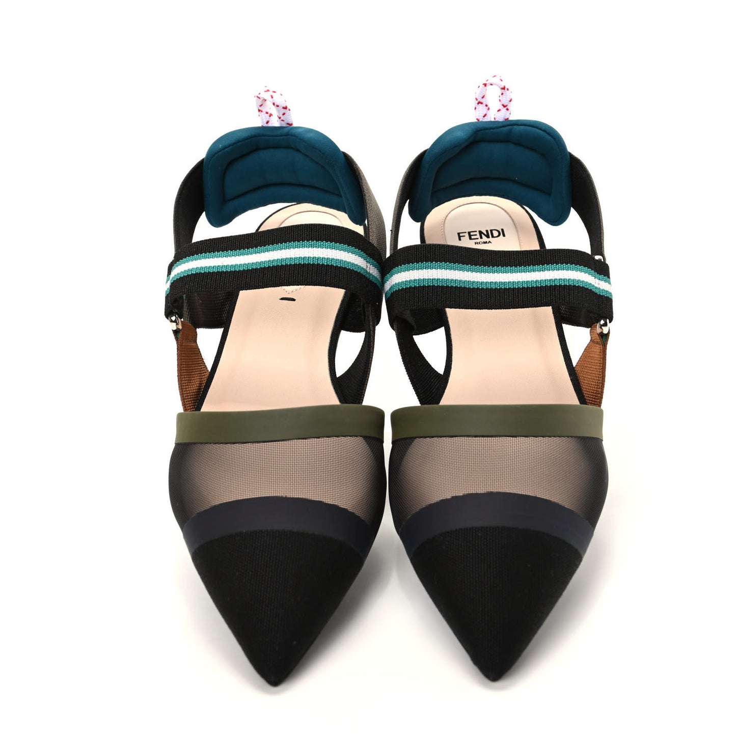 Technical Mesh Colibri Slingback Ballerina Flats 38.5 Green Multicolor