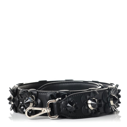 Fendi Vitello Dolce Nappa Patent Flowerland Studded Strap You Black 1 of 3