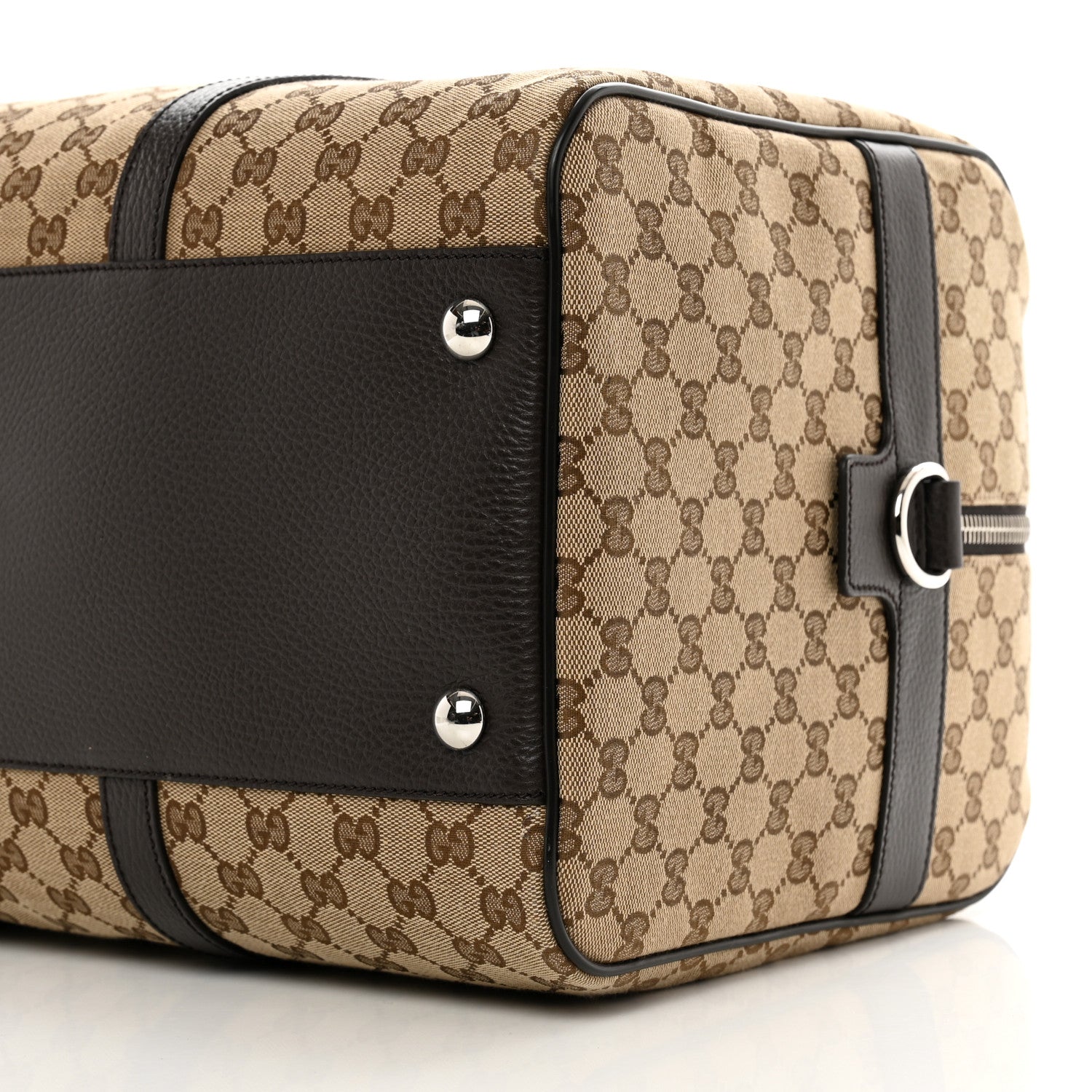 Gucci Monogram Dollar Calfskin Boston Duffle Bag Beige Ebony Testa di Moro Marrone Scuro 7 of 7
