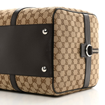 Gucci Monogram Dollar Calfskin Boston Duffle Bag Beige Ebony Testa di Moro Marrone Scuro 7 of 7