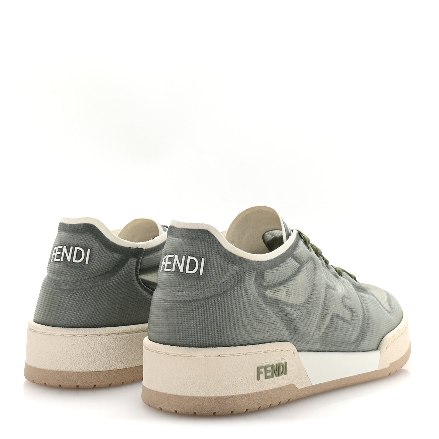 Fabric Mesh Fendi Match Low Top Sneakers 36 Musk White