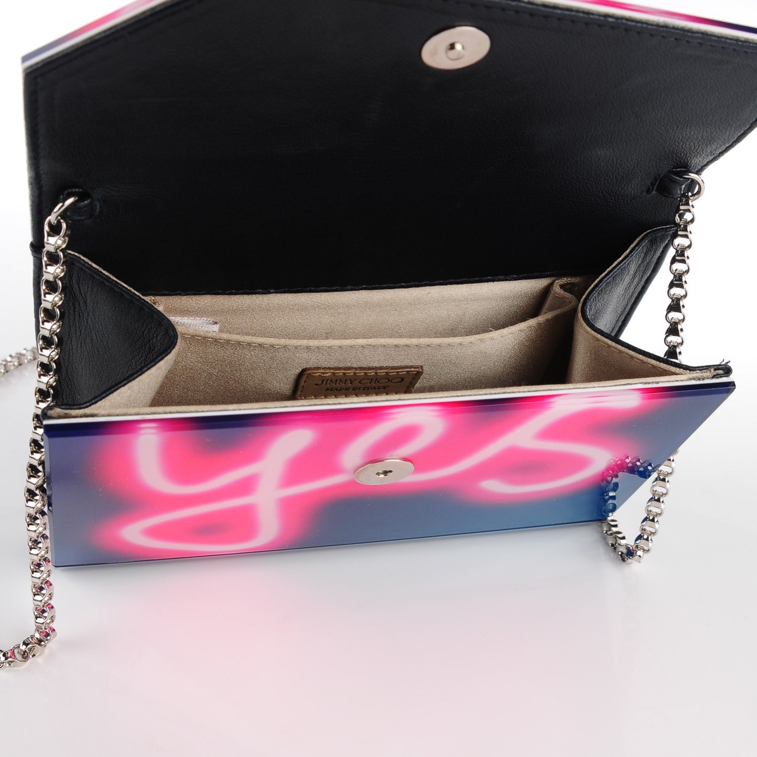Jimmy Choo Acrylic Neon Light Candy Yes/No Clutch Navy Raspberry 5 of 8