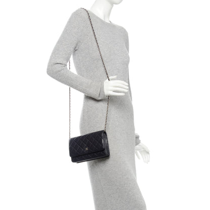 Chanel Caviar Quilted Wallet On Chain WOC Navy Blue 2 of 8