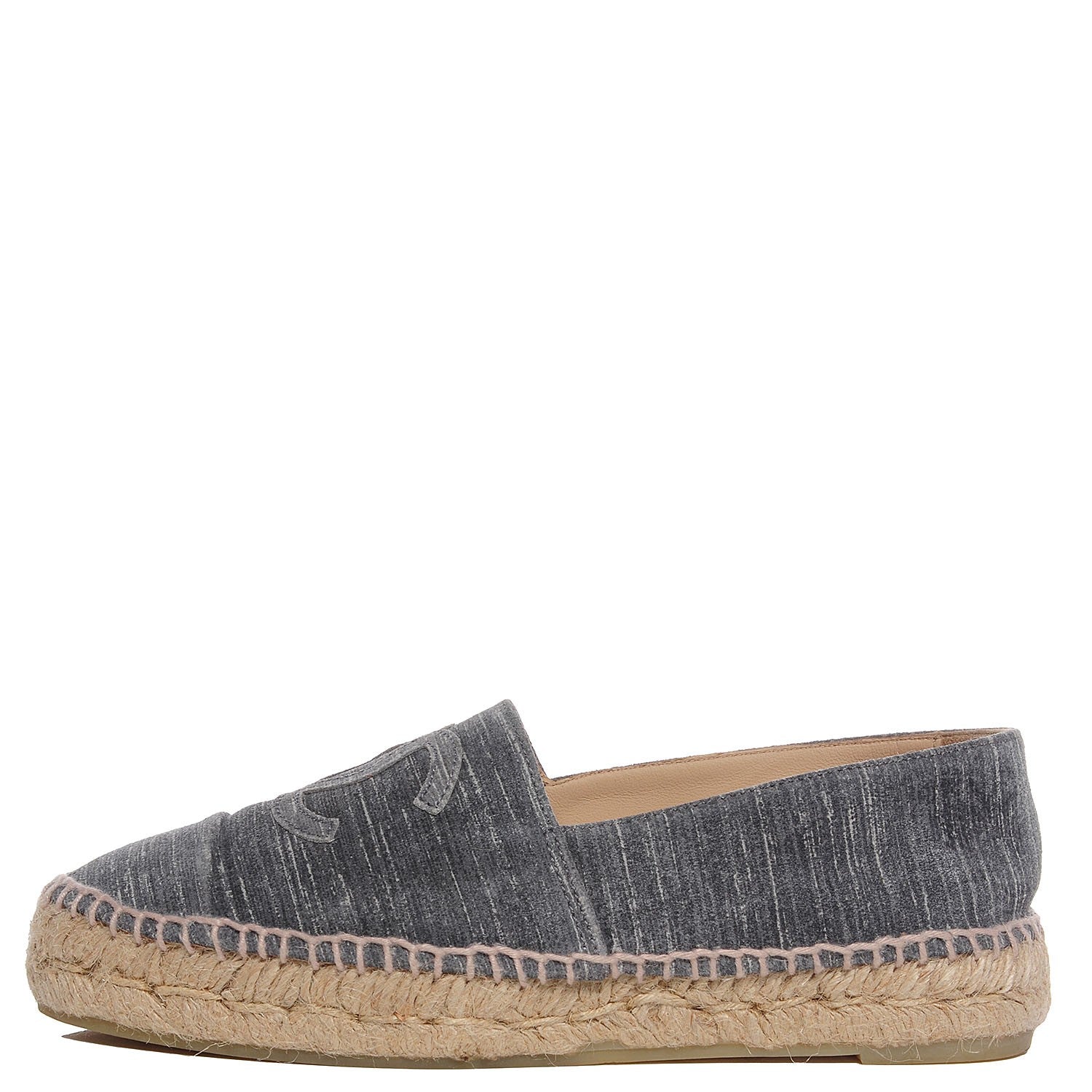 Chanel Striated Suede Espadrilles Dark Grey 37 9 of 16
