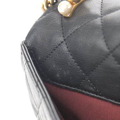 Chanel Calfskin Quilted Accordion Pearl CC Small Flap Bag Black 11 of 12